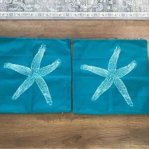 Teal Starfish Pillow Covers